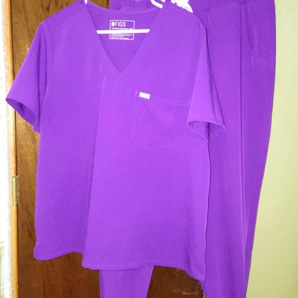 Figs Purple Scrub Top and Pants Set